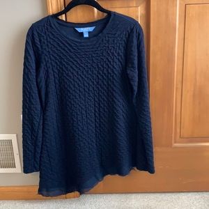 Vera Wang navy quilted asymmetrical top